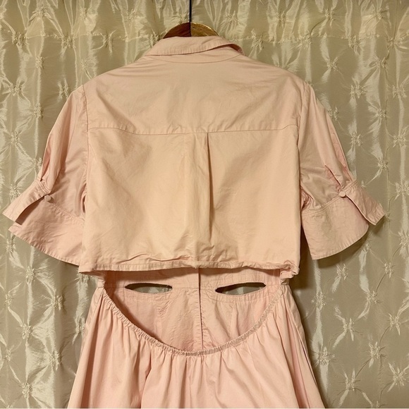 Self Portrait Pink Cutout Mini Lace Applique Trim Collared Mini Dress Mod - Picture 6 of 16